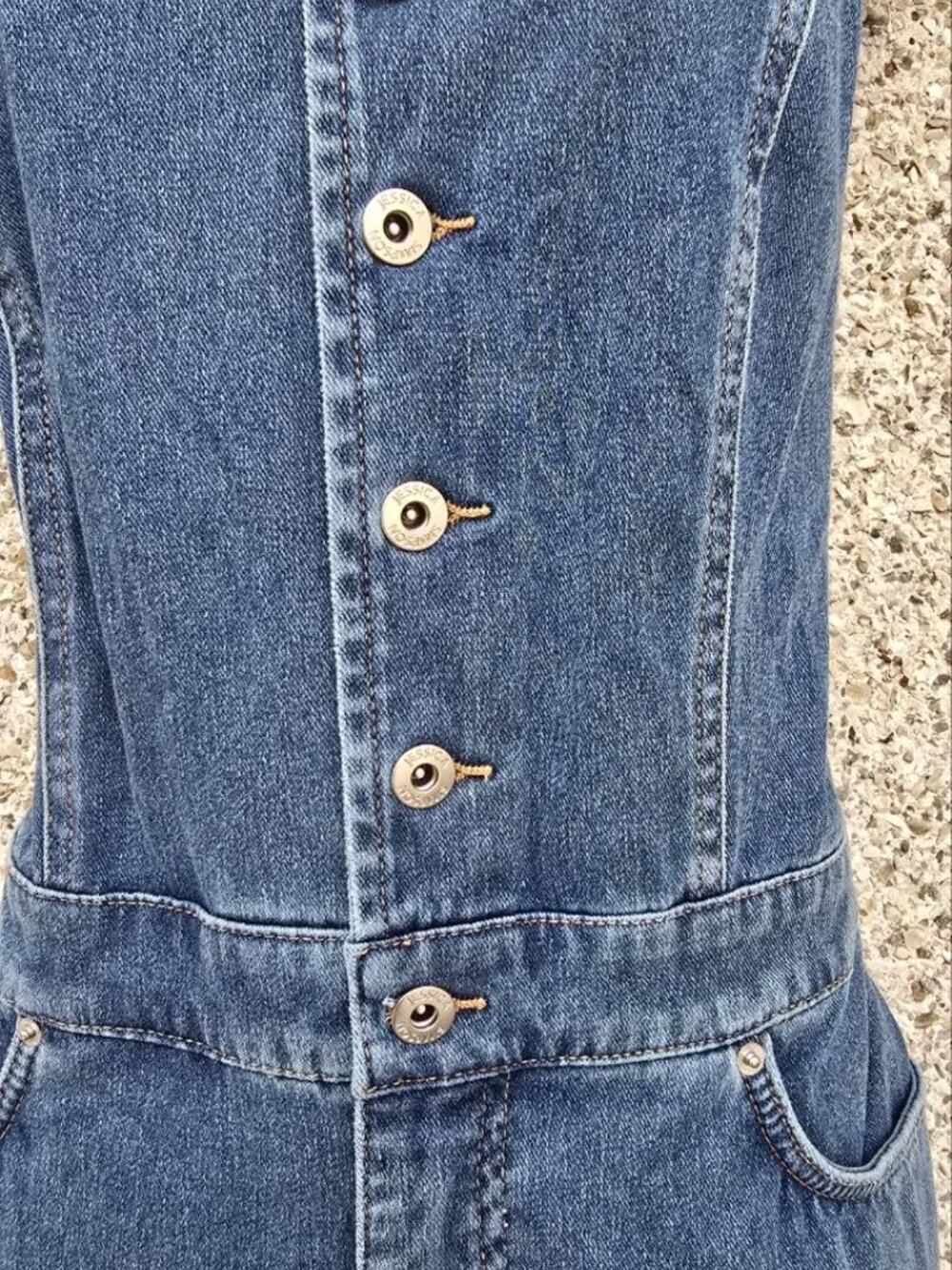 Jessica Simpson NWT Sleeveless Denim Jumpsuit Wide Leg Button Front Size 16 - Picture 6 of 12